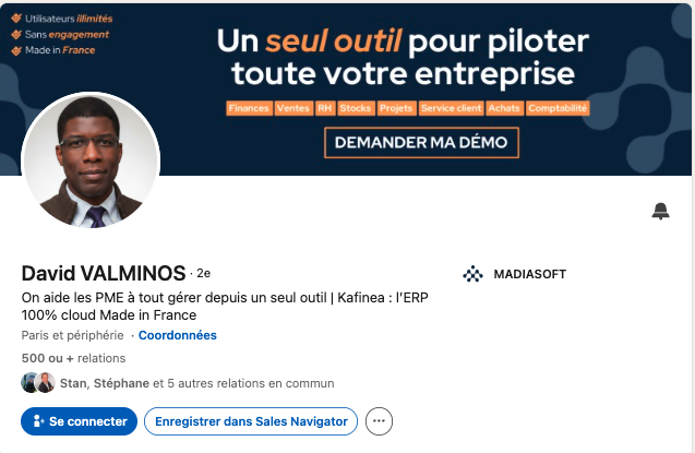 Profil LinkedIn de David Valminos, refait par Redak