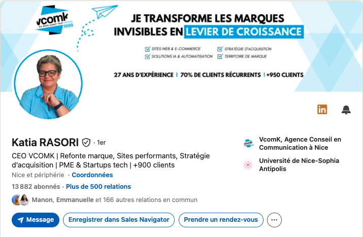 Profil LinkedIn de Katia Rasori, refait par Redak