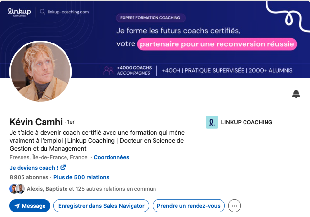 Profil LinkedIn de Kevin Camhi, refait par Redak