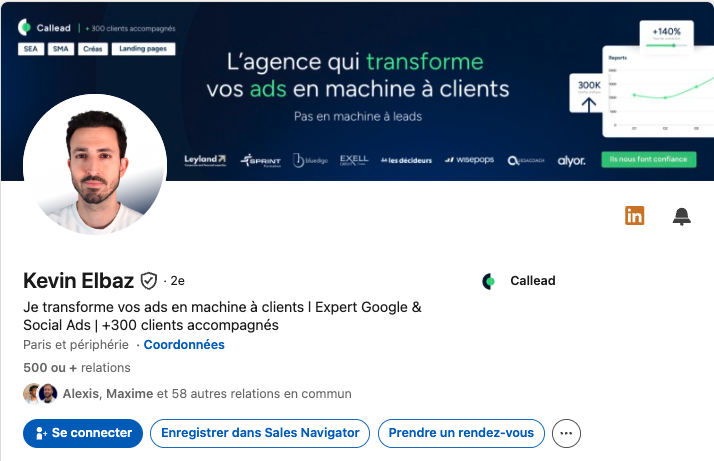 Profil LinkedIn de Kevin Elbaz, refait par Redak