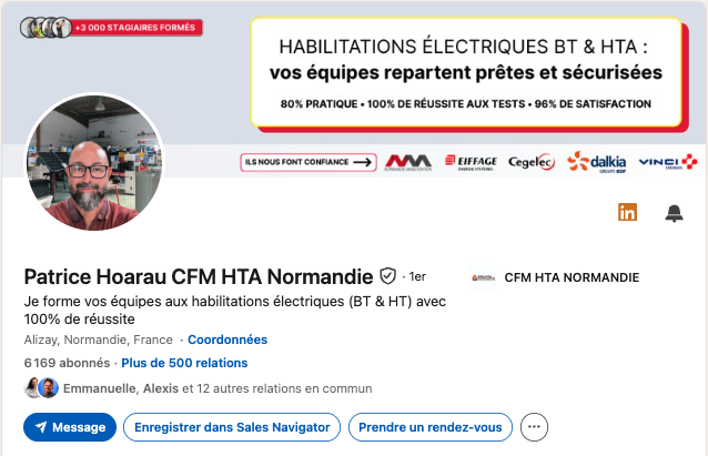 Profil LinkedIn de Patrice Hoarau, refait par Redak
