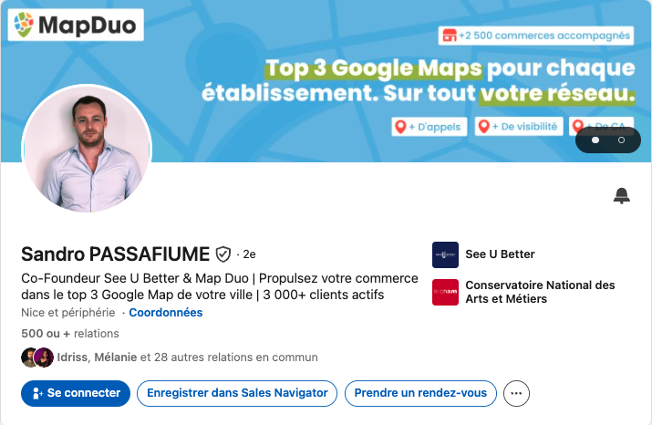 Profil LinkedIn de Sandro Passafiume, refait par Redak
